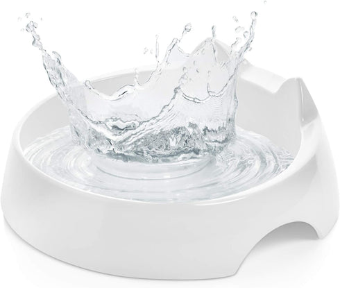 CatGuru Whisker Stress Free Cat Water Bowl, Non Slip Feeding Bowls, Shallow Cat Food Water Bowls (Marshmallow)