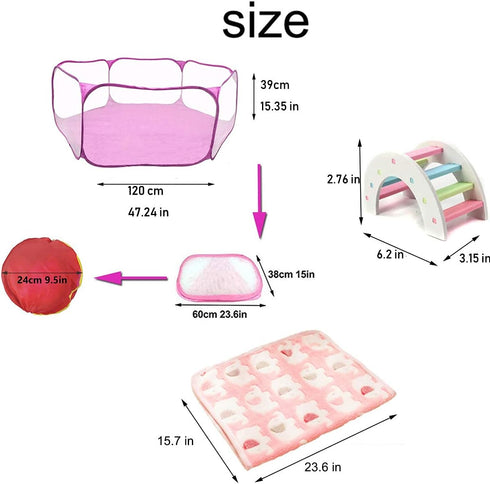 Large Hamster Playpen with Mat, Foldable Exercise Cage for Guinea Pigs, Gerbils, Chinchillas, Rats