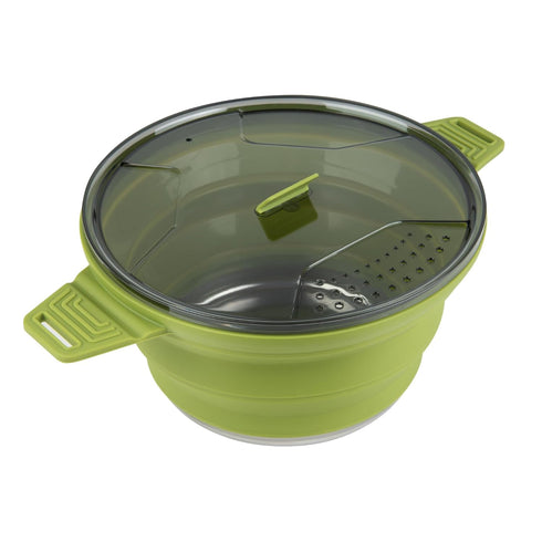 Restaurantware-Hi Tek 2.5 Liter Collapsible Camping Pot, Portable Cook Pot with Lid, Stainless Steel Bottom