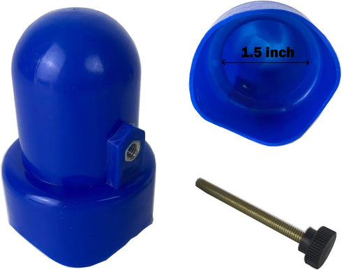Large Trampoline Pole Caps with Screw-in Bolts - 6 Piece Blue Toppers for 1.5 Inch Diameter Poles