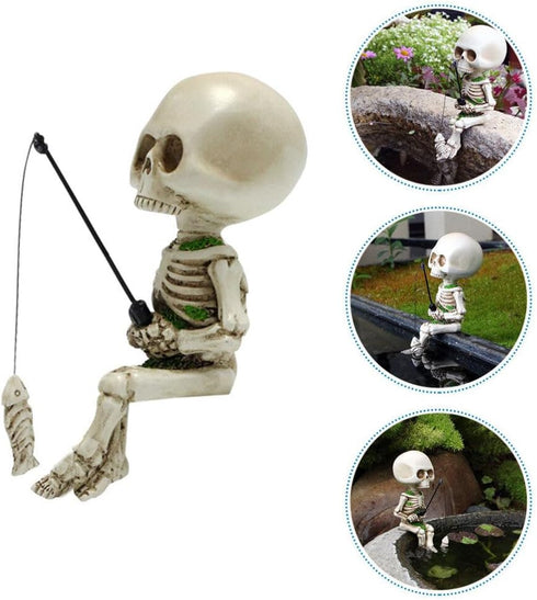 GANAZONO Skeleton Aquarium Decoration, Skull Fish Reptile Tank Decor, Resin Figurines