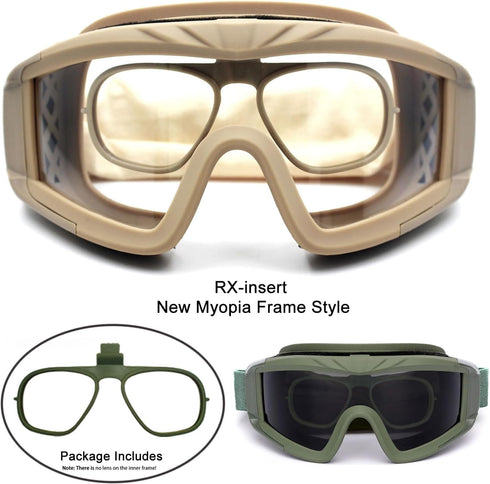 SPOSUNE Airsoft Goggles - Anti Fog Tactical Goggles with 3 Interchangeable Lens, UV400 Protection