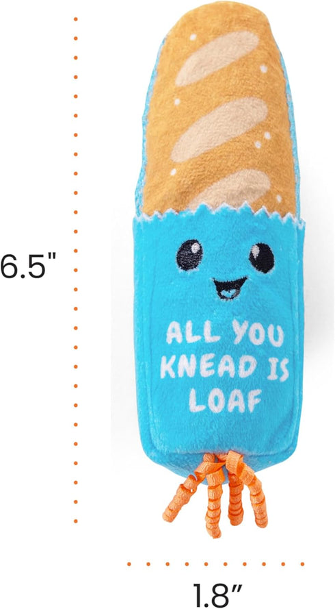 Catstages Loaf Kicker Toy with Catnip and Dental Mesh, Bread Shape, Plush and Ribbon Cat Toy for Kicking, Tossing
