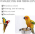 kathson 2 Pack Bird Feeding Dish Cups, Stainless Steel Parrot Feeders with Clamp Holder for Parakeet Cockatiels Conure