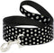 Buckle-Down Dog Leash, Daisies Scattered in Black White Yellow, 6 Feet Long, 0.5 Inch Wide