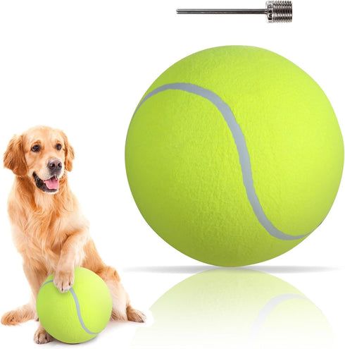 susu & wuwu Giant Tennis Ball for Dogs, Yellow Big Tennis Ball for Dog Birthday Gift, 9.5" Pet Toy