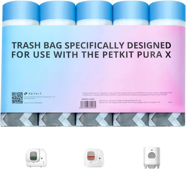 PETKIT PuraX PuraMax Replaced Waste Bags-5 Rolls, Portable Cat Litter Waste Receptacles