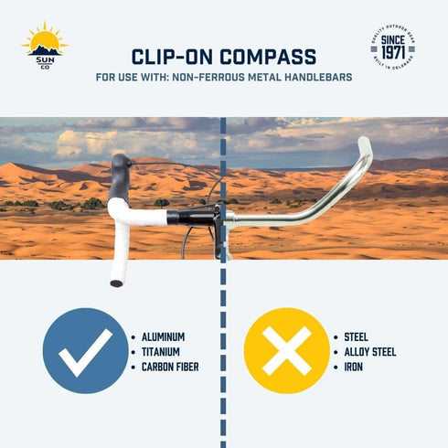 Sun Company Clip-On Compass for Bikes, Handlebar Compass for Bicycle, Motorcycle, ATV, Snowmobile