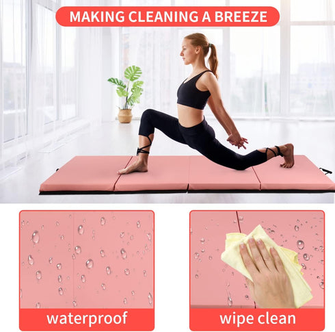 BLKMTY Gymnastics Mats, Folding Exercise Mat Gym Yoga Aerobics Fitness Mats Kids' Gymnastics Tumbling Mat with Carrying
