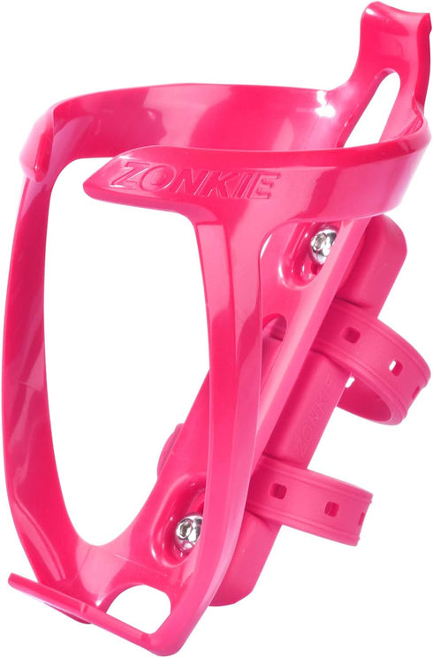 ZONKIE Bicycle Bottle Cages, Plastic Bike Bottle Holder with Mounting Base, Pink