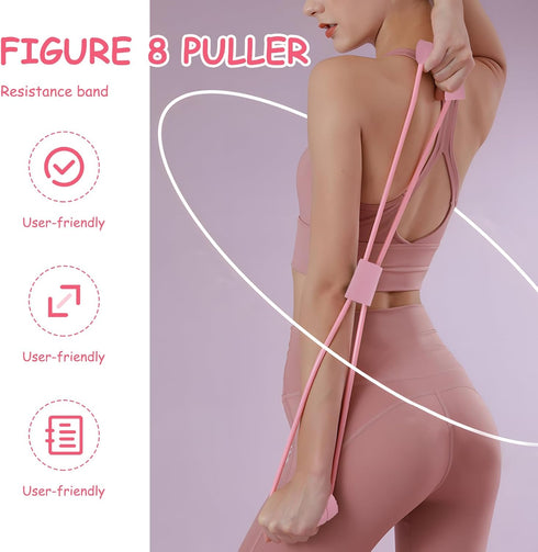 TURAOHU 2-Pack 8 Figure Resistance Band, Saludea Resistance Band with Handles Stretch Fitness Strap for Full-Body