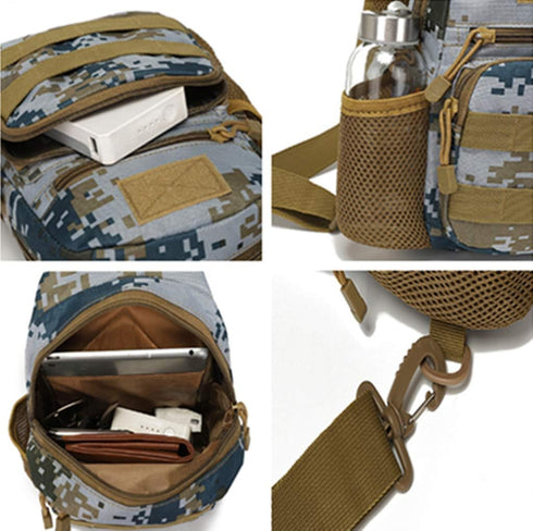 Tactical Sling Bag Pack, EDC Military Chest Pack, MOLLE Crossbody Shoulder Daypack, Utility Bag for Camping Hiking (Tan)