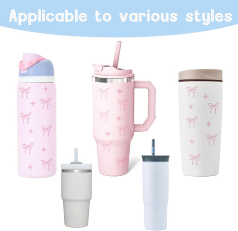 Ceoyiler Bows Stickers for Owala Accessories, Pink Bow and Star Design Waterproof Stickers, Suitable for Owala Water