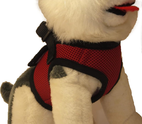 Soft No Pull Step-in Dog Harness, Small Dog XXS XS Vest for Teacup, Chihuahua, Yorkie, Pomeranian, Red Mesh