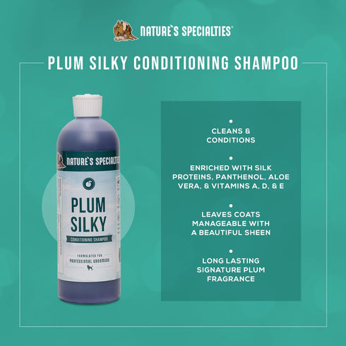 3 16oz Nature's Specialties Plum Silky Ultra Concentrated Dog Shampoo Conditioner, Makes up to Gallons, Natural Choice
