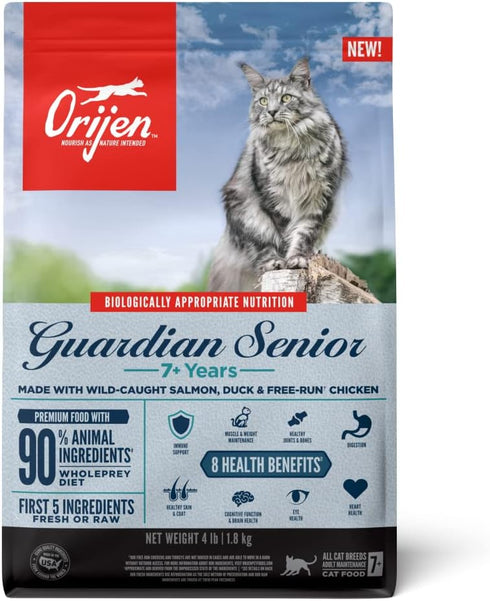 ORIJEN GUARDIAN SENIOR Dry Cat Food - Grain Free for Senior Cats, WholePrey Ingredients, 4 lb