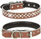 Rhinestones Dog Collar, Adjustable Sparkly Crystal Studded Genuine Leather for Small Medium Breeds, L fit Neck 14.5-18"