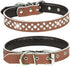 Rhinestones Dog Collar, Adjustable Sparkly Crystal Studded Genuine Leather for Small and Medium Dogs (S, Brown)