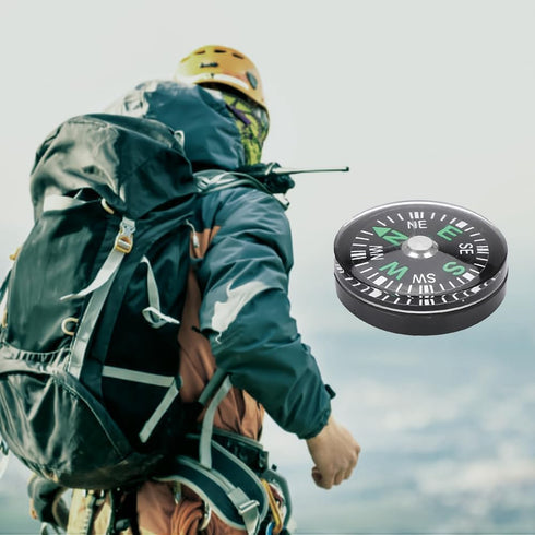 JiuGongmoup 5 Pack 25mm Backpacking Mini Pocket Compass Survival Button Compass for Hiking, Camping, Boating & Outdoor