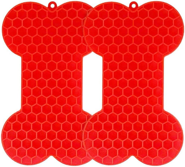 Quaziret Lick Mat | Bone-Shaped Licking Mat for Dogs & Cats | 2Pcs