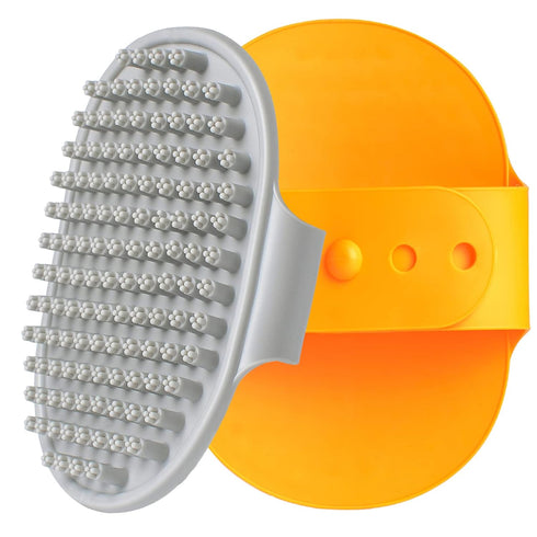 2 Pcs Dog Bath Brush, Rubber Grooming Brush for Short and Long Haired Dogs and Cats with Adjustable Ring Handle