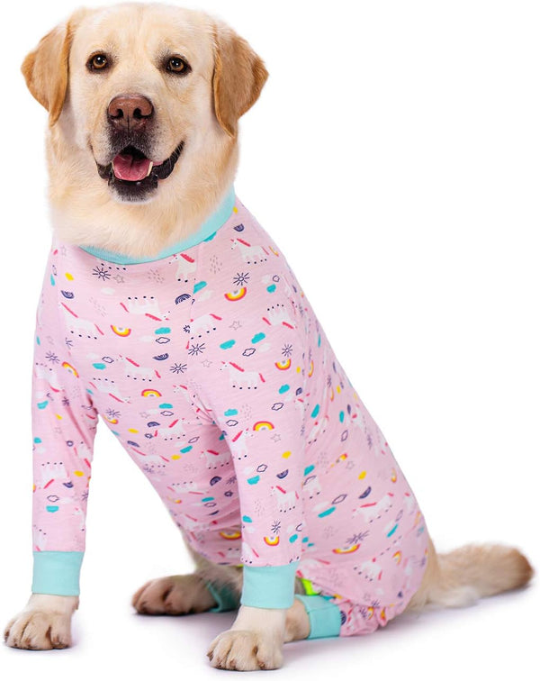 Pink Pony Surgery Recovery Suit for Dogs, Lightweight Onesie for Medium Large Dogs After Surgery, Full Belly