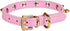 LOVPE One Row Golden Spiked Studded Leather Dog Collar - Cat Collar with Golden Rhinestone Buckle for Small Pets (Pink,