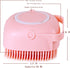 Pet Bath Brush, Soft Silicone Dog Bathing Brush with Shampoo Dispenser for Cats and Dogs (Pink)