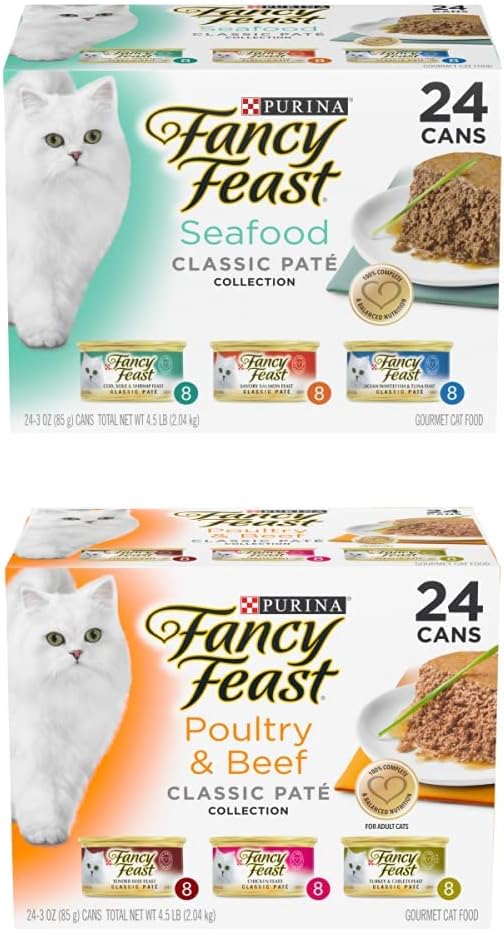 Purina Fancy Feast Grain Free Pate Wet Cat Food Variety Pack, Seafood Classic Pate Collection