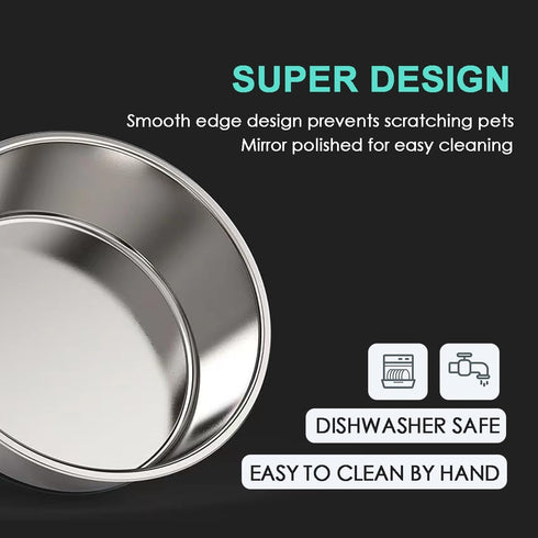 5mm Thick Stainless Steel Dog Bowls, Non-Slip with Silicone Base, 4 Cups Food Grade BPA Free, 2 Pack