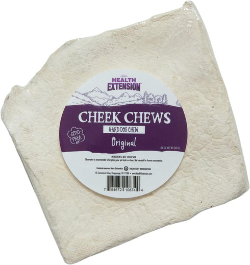 Health Extension Cheek Chews Dog Treat, Durable Non-GMO Rawhide Free Training Treats for Dogs & Puppies, Original Flavor