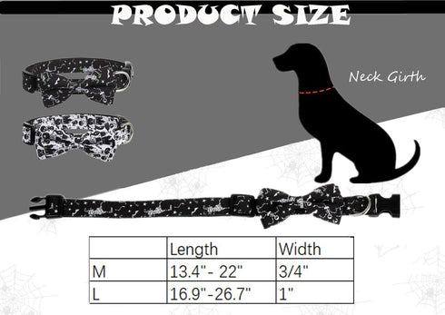 Halloween Dog Bow Tie Collar 2 Pack, Quick Release Spooky Collars for Medium Size Dogs