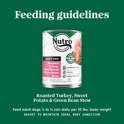 NUTRO HEARTY STEW Adult Natural Grain Free Wet Dog Food - Cuts in Gravy, Roasted Turkey, Sweet Potato & Green Bean