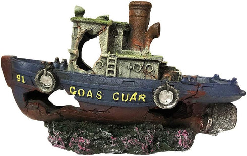 Aquarium Large Shipwreck Decorations, Lifelike Resin Pirate Ship Decor for Fish Tank