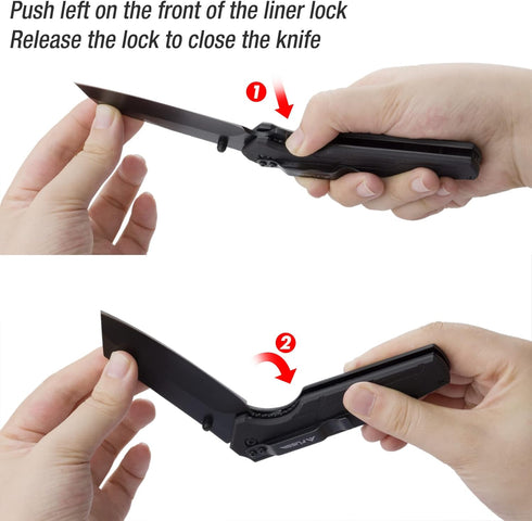 FLISSA Pocket Knife with 3.5" Folding Stonewash Blade and G10 Handle for Outdoor, Survival, Hunting