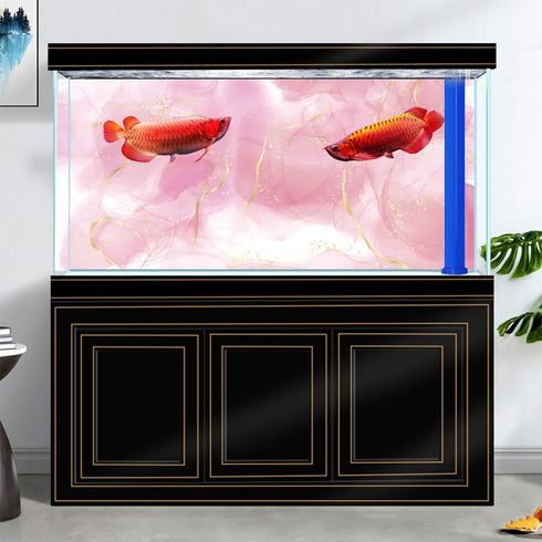 Pink Marble Aquarium Background, Art Abstract Terrarium Background, Colorful Marble Glass Background 30X12IN with 8 EVA