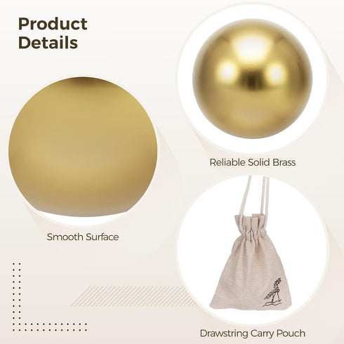 2 1.5 Inches PCS Brass Exercise Balls, Brass Hand Exercise Balls, Baoding Balls, Metal Practice Handballs, Balls