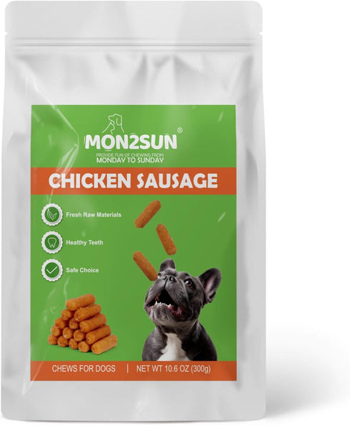 MON2SUN 2 Inch 10.6 oz Dog Treats, Soft & Chewy Chicken Sausage for Dogs, Grain-Free & Gluten-Free Training Treats