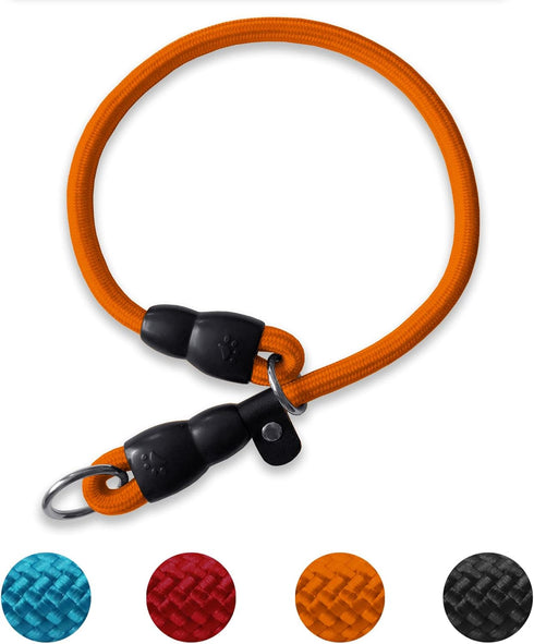 Dog Slip Collar, No Pull Choker for Training, Adjustable Martingale Collar for Small Medium Large Dogs, Orange, L (25