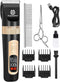 Dog Grooming Clippers Kit, Low Noise Electric Trimmer, 4-Speed & LCD, Cordless Rechargeable Hair Clippers for Thick