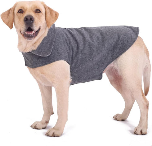 Fleece Dog Coat, Reflective Pet Jacket for Cold Weather, Extra Large to Small Pets (Grey, S)