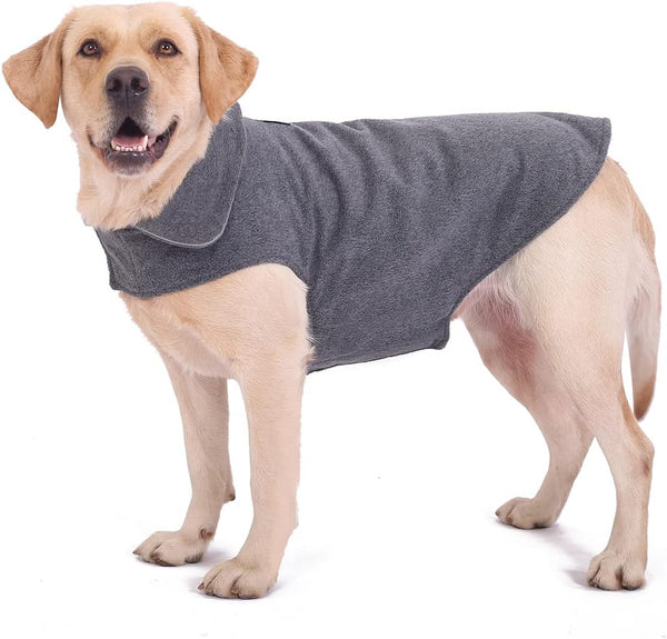 Fleece Dog Coat, Reflective Pet Jacket for Cold Weather, Extra Large to Small Pets (Grey, S)