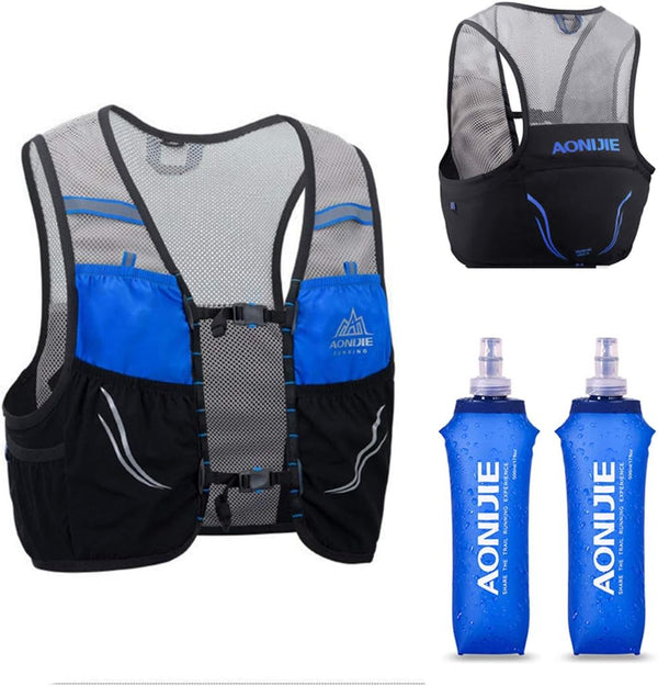 Lovtour Hydration Race Vest, Lightweight 2.5L Pack with 2 Soft Water Bottles for Running, Cycling, Hiking (Black, S-M)