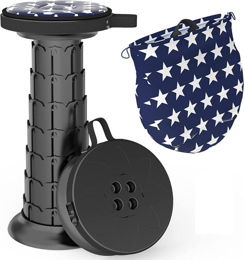 ALEVMOOM Upgraded 20.4" Portable Collapsible Folding Stool with Cushion Retractable Telescoping Stool