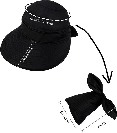 Womens Sun-Hats Summer UV Protection, Packable Visor Zip-Off 2 in 1 Detachable Wide Brim Outdoor Golf Beach Hat