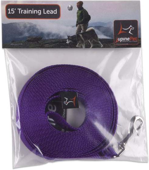 LupinePet Basics 15-foot Extra-Long Training Lead/Leash for Small Pets - 1/2" Purple