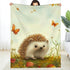 PALNKART 40x50in Hedgehog Grass Butterfly Flannel Blanket for Sofa Bed Travel Camping Chair, Multi-Purpose Gift Blanket