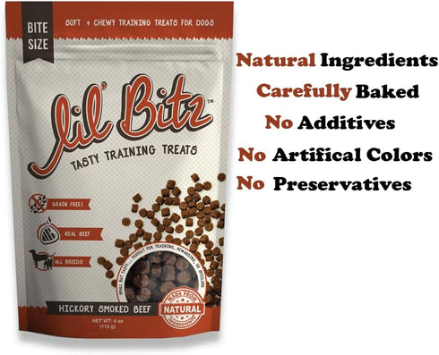 Lil' Bitz Training Treats for Dogs and Cats, 1 Pack, Hickory Smoked Beef
