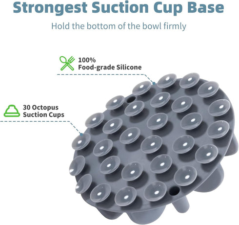 Jaoul Slow Feeder Dog Bowls Insert, Puzzle Feeder with Octopus Suction Cups, Medium (4.72 inch), Grey