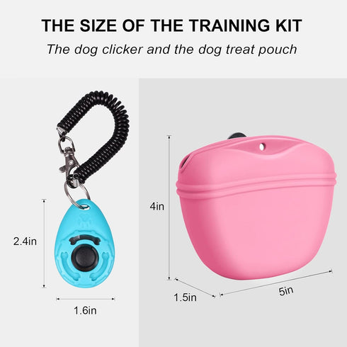 Left&Right Dog Clicker Training Kit,Silicone Dog Training Treat Pouch and Dog Clickers,Dog Treat Bag with Clicker Training for Dogs,Pet Treat Bag with Convenient Magnetic Buckle Closing and Waist Clip